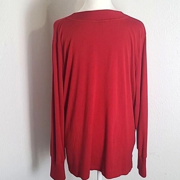Land' End Red Longsleeve Sweater V-neckline Band Down the Side, Size 1X, 16W-18 - Picture 8 of 10
